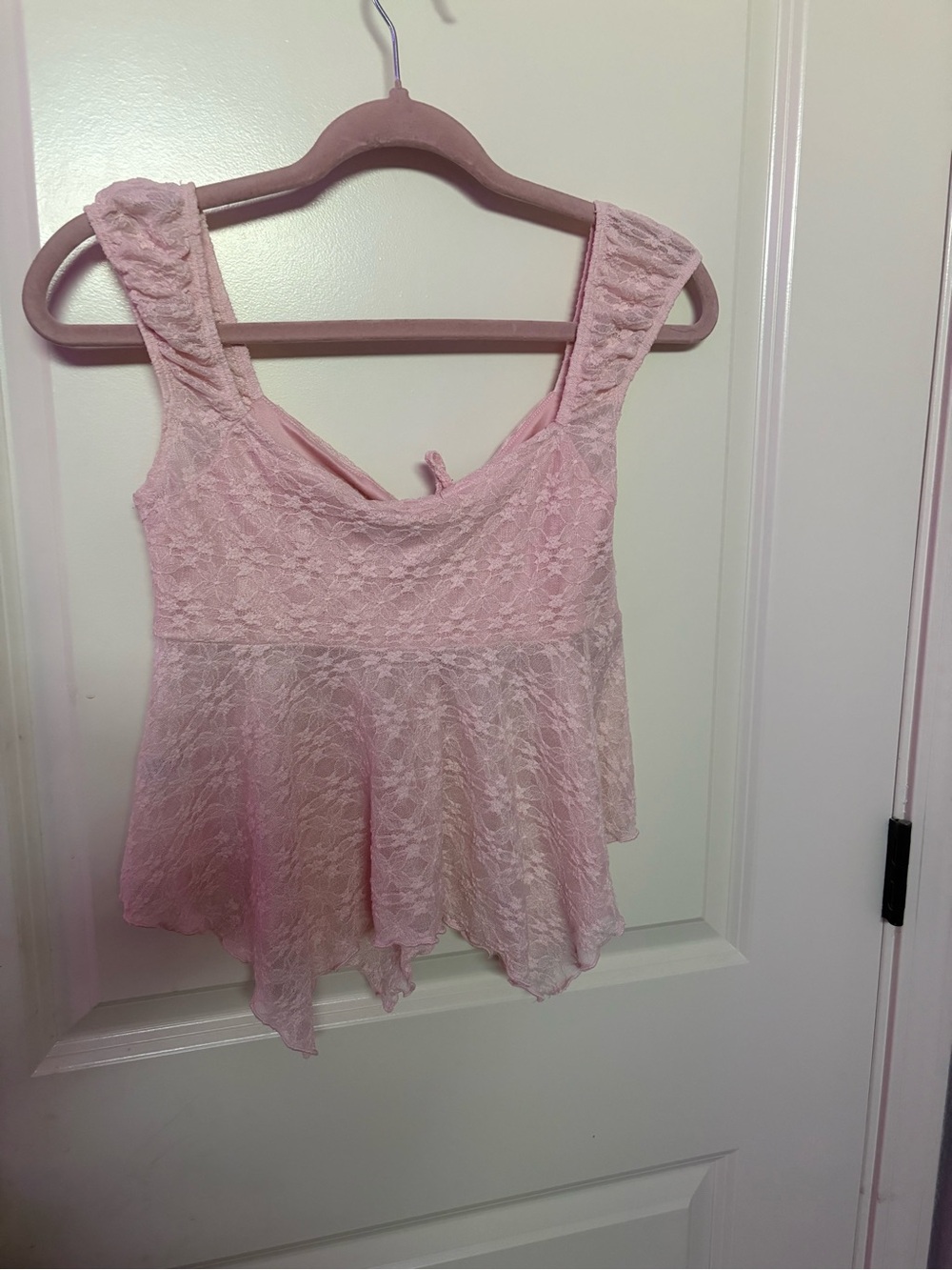 Heart Hips Pink Lace Tie-Front Tank Top - Picture 2 of 4
